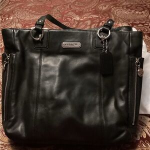 Coach Black Leather Tote Bag